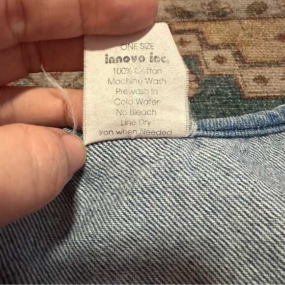 Y2K Denim vest with white embroidered accents one size - Picture 11 of 13